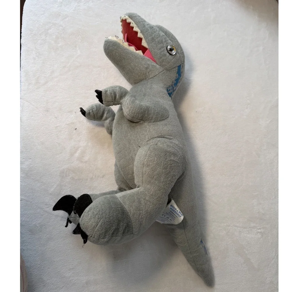 Build-A-Bear Jurassic World Velociraptor Blue Dinosaur Plush Stuffed Animal Grey
